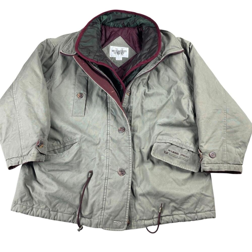 VTG. 90’s Mulberry Street Quilted 3 In 1 Canvas Jacket Men's XL Beige Brown